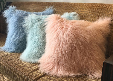 China 18 Inches Long Sheep Fur Decorative Pillows , Mongolian Fur Outdoor Throw Pillows  supplier