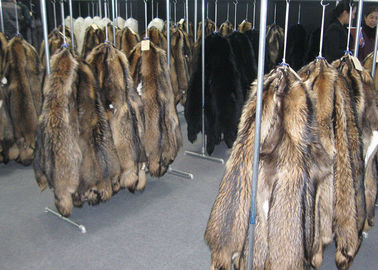 China Grade A Black Coats Raccoon Fur Collar Comfortable Warm With Satin Lining supplier
