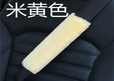 China Beige Color Fluffy Seat Belt Covers For Auto Cars , Sheepskin Seat Belt Cushion Pads supplier