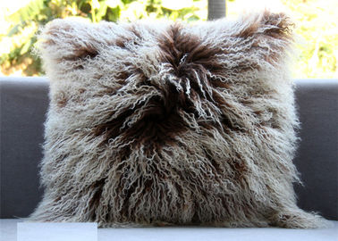 China Mongolian lambskin pillow Curly fur throw Long hair tibetan lamb fur cushion cover supplier