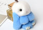 Dark Grey Real Rabbit Fur Keychain Cute Plush Animal Shape For Garment supplier