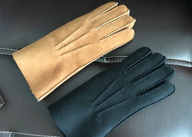 China 100% Wool Lining Warmest Sheepskin Gloves Pure Handmade With Brown And Black supplier