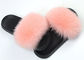 Customized Color Women Fox Fur Slippers Sandals With Fuzzy Hair / Rubber Sole supplier